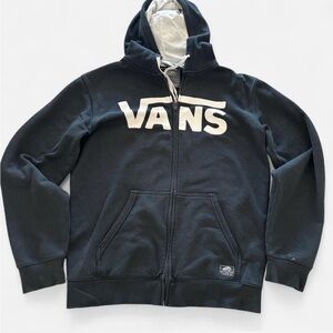Vans Black and White Zip-Up Hoodie size medium for men